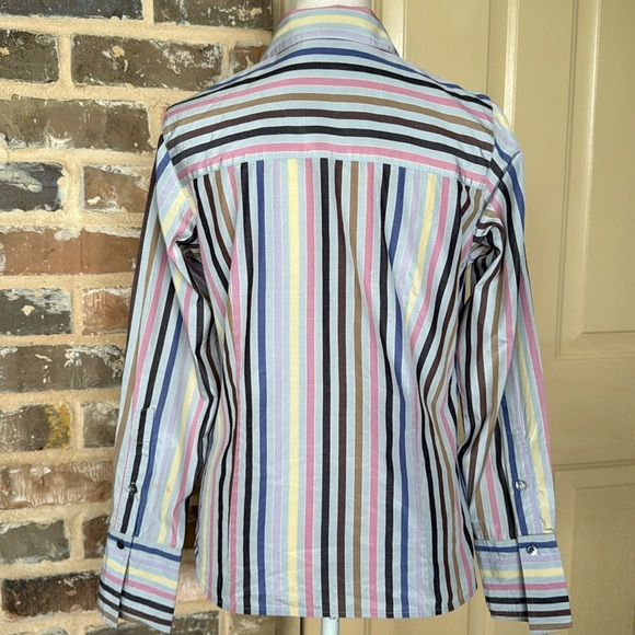 Doncaster Vintage Silk Blend Striped Button Up Shirt Multi Color Sz  S - Picture 4 of 11